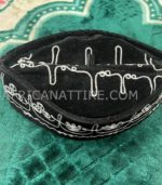 African Traditional Embroidered Black Color Kufi Prayer Cap for Men