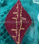 African Traditional Embroidered Burgundy Color Kufi Prayer Cap for Men