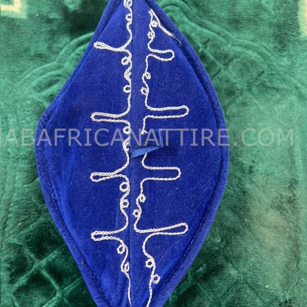 African Traditional Embroidered Blue Color Kufi Prayer Cap for Men