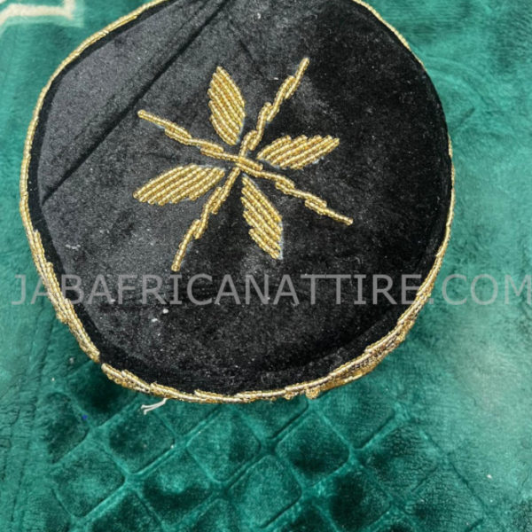 African Hat Traditional Black Color Embroidered King Hat for Men