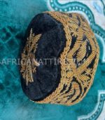 African Hat Traditional Black Color Embroidered King Hat for Men