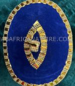 African Traditional King Hat / Queen Hat Blue Color with intricate Metal Work