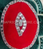 African Traditional King Hat / Queen Hat Red Color with intricate Metal Work