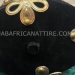 African Traditional King Hat / Queen Hat Black Color with intricate Metallic Head Clamp