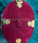 African Traditional King Hat / Queen Hat Burgundy Color with intricate Metallic Head Clamp