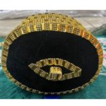 African Traditional King Hat / Queen Hat Black Color with intricate Metal Work