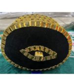 African Traditional King Hat / Queen Hat Black Color with intricate Metal Work